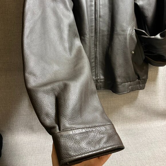 Eddie Bauer Leather Bomber Jacket 3X/Tall - Picture 3 of 11